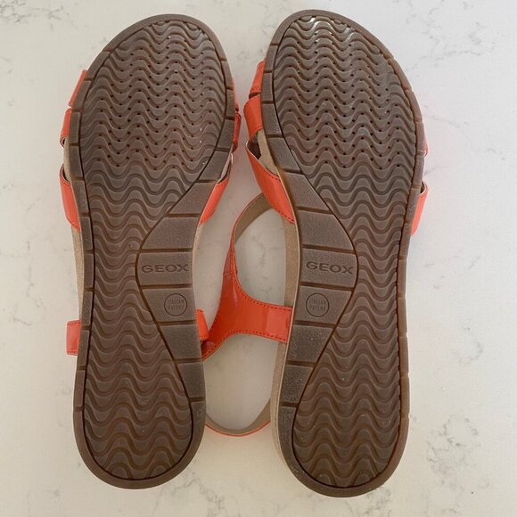 Geox Respira Formosa 1" Wedge Heel Strappy Sandals Buckle Close Lt Orange Sz 10 - Picture 7 of 11